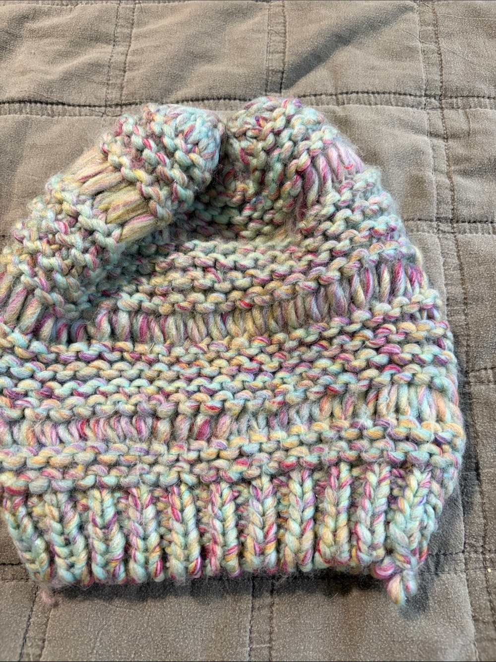 Garage Multicolor Chunky Knit Pom Beanie